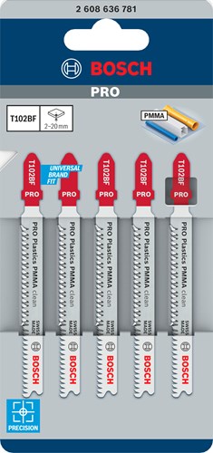 Bosch accessoires lame de scie sauteuse t 102 bf clean pour pmma 5pcs - 2608636781