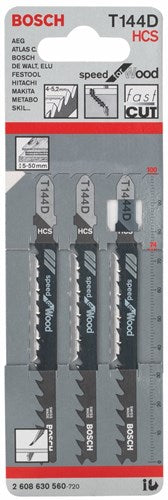 Bosch accessoires lame de scie sauteuse t 144 d vitesse pour bois 3pcs - 2608630560