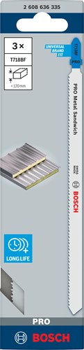 Bosch accessoires lame de scie sauteuse t 718 bf sandwich métal 3 pcs - 2608636335