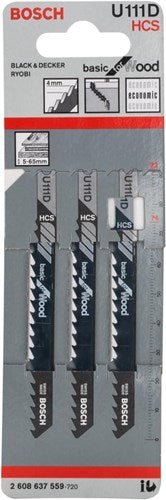 Bosch accessoires lame de scie sauteuse u 111 d basic pour bois 3pcs - 2608637559
