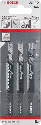 Bosch accessoires lame de scie sauteuse u 144 d vitesse pour bois 3pcs - 2608630568