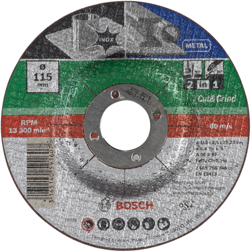 Bosch accessoires disque à tronçonner 2 en 1 métal+inox, 115 x2,5 gebo - 2609256308