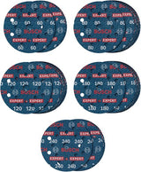 Bosch accessoires expert jeu de 55 disques abrasifs o780 avec sous-couche de film, 125 mm, 5xg60 ; 15xg80; 15xg120; 15xg180; 5xg240 - 2608902429 - afbeelding 1