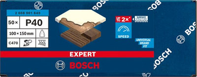 Accessoires Bosch 2608901640 papier de verre pour ponceuse multi-grains (num) 40 (l x l) 150 mm x 100 mm 50 pièces