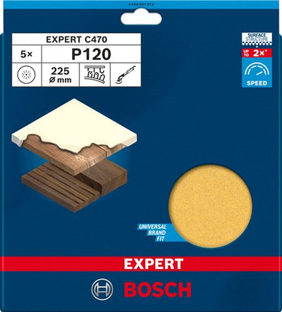 Bosch accessoires expert c470 papier de verre 225 mm, k 120, 5 pièces - 2608901673