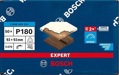 Bosch accessoires expert papier de verre c470 pour ponceuses delta 93 mm, k180 50 pièces - 1 pièce(s) - 2608900931
