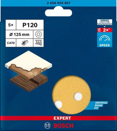 Bosch 5x papier abrasif expert c470 avec 8 trous pour ponceuse excentrique...