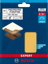 Bosch accessoires papier abrasif expert c470 pour ponceuses orbitales 115 x 140 mm, k2x40 2x60 2x80 2x120 2x180 10 pièces - 2608901113 - afbeelding 2
