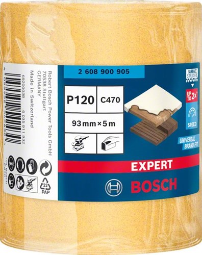 Bosch accessoires expert c470 rouleau de papier de verre pour ponçage manuel 93 mm, 5 m, k120 - 1 pièce(s) - 2608900905