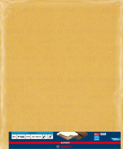 Bosch accessoires expert c470 feuille de papier de verre pour ponçage manuel 230 x 280 mm, k180 - 50 pièce(s) - 2608900963