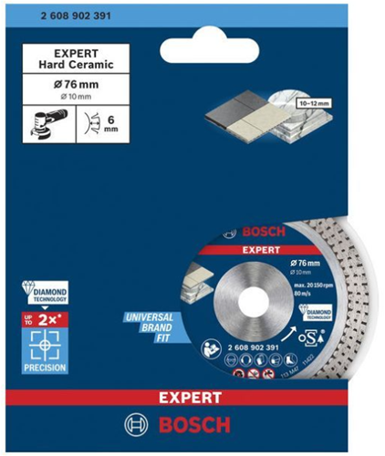 Disque à tronçonner diamanté Bosch Accessories Expert Hardceramic 76 mm 76 x 1,5 x 10 mm - 1 pièce(s) - 2608902391