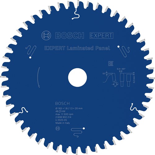Bosch accessoires expert lame de scie circulaire pour panneaux laminés | 165 x 1,8 1,3 x 20 mm | t48 - 2608902214