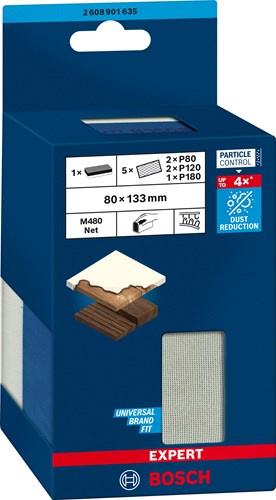 Bosch accessoires expert m480 filet de ponçage double densité 80x133 mm - 2608901635