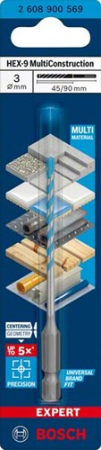Bosch accessoires expert multiconstruction foret hex-9 3 x 45 x 90 mm - 1 pièce(s) - 2608900569
