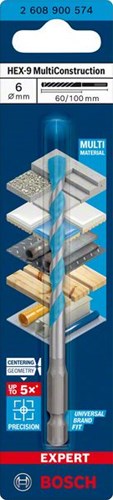 Bosch accessoires expert multiconstruction foret hex-9 6 x 60 x 100 mm - 1 pièce(s) - 2608900574