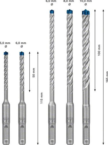 Bosch accessoires expert sds plus-7x marteau perforateur 5 6 6 8 10 mm 5 pièces - 2608900197