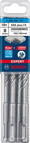 Bosch accessoires expert sds plus-7x marteau perforateur 8 x 100 x 165 mm - 10 pièce(s) - 2608900167