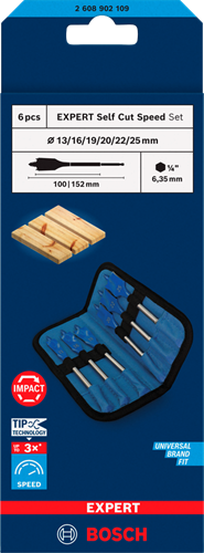 Bosch accessoires expert vitesse jeu de forets vitesse de coupe automatique | 6 pièces | 13, 16, 19, 20, 22, 25 mm-2608902109