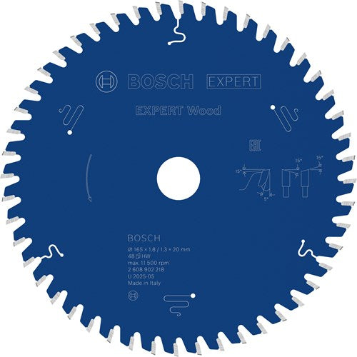 Bosch accessoires expert lame de scie circulaire à bois | 165 x 1,8 1,3 x 20 mm | t48 - 2608902218