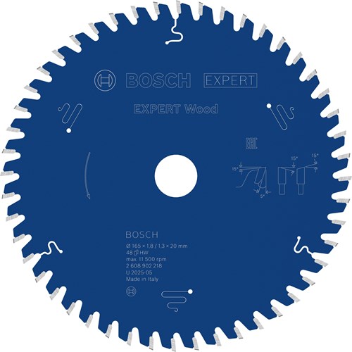 Bosch accessoires expert lame de scie circulaire à bois | 165 x 1,8 1,3 x 20 mm | t48 - 2608902218