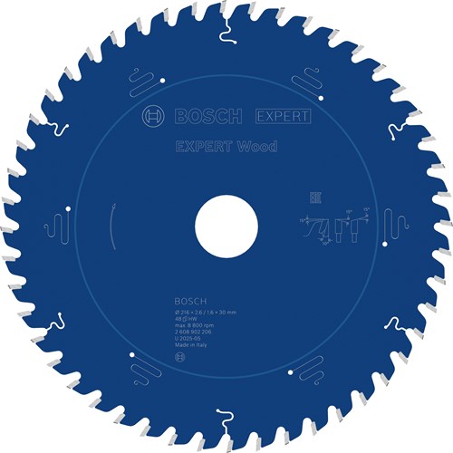 Bosch accessoires expert lame de scie circulaire à bois | 216 x 2,6 1,6 x 30 mm | t48 - 2608902206