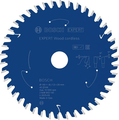 Bosch accessoires expert bois lame de scie circulaire sans fil | 140 x 1,8 1,3 x 20 mm | t42 - 2608902140