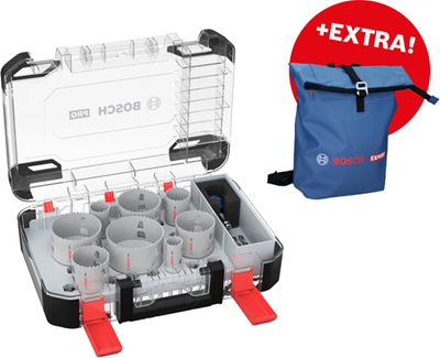 Ensemble de scies-cloches accessoires Bosch | 11 pièces | y compris sac à dos - 061599766l