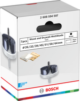 Bosch accessoires jeu de scies cloches pour bois et plaques de plâtre | 26 ; 32 ; 39 ; 45 ; 51 ; 58 ; 64 x 18,5 mm - 2608594507 - afbeelding 2