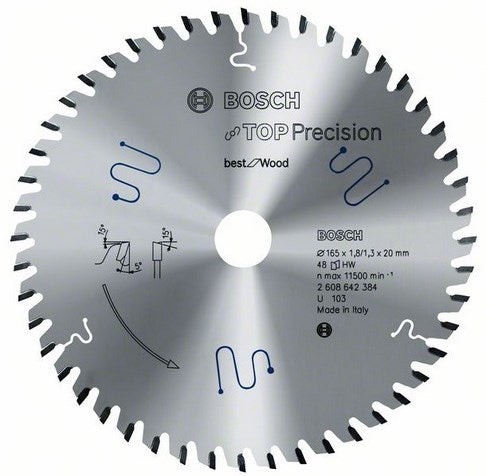 Bosch Circular Saw Blade supérieur Précision Best for Wood, 165