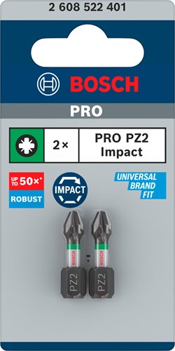 Bosch accessoires embout de contrôle d'impact | pz2 | 25 mm | 2 pièces - 2608522401