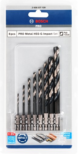 Bosch Prof Impact Control 8 pièces HSS Borenset