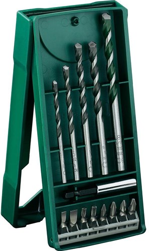 Bosch accessoires jeu de forets multifonctions 14 pièces - pour bois, métal et pierre + jeu d'embouts à vis - 2607017161