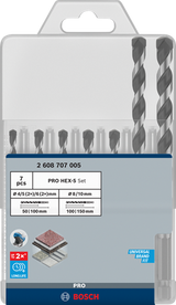Bosch bleu Bosch accessoires pro jeu de forets à béton hex-5 | 5 pièces | 4x100, 5x100, 6x100, 8x150, 10x150mm - 2608707005 - afbeelding 2