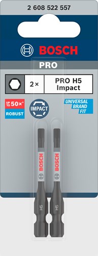 Bosch accessoires pro embout de tournevis à percussion hexagonale | h5 | 55 mm | 2 pièces - 2608522557