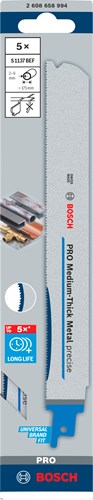 Bosch accessoires pro lame de scie précise s1137bef pour métal d'épaisseur moyenne | 1 |1x25x225mm | 5 pièces - 2608658994 - afbeelding 1