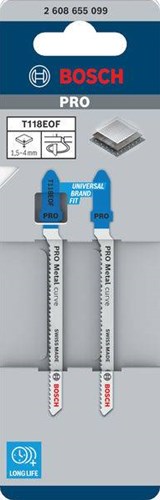 Bosch - lame de scie sauteuse - t118eof - courbe pro metal - 83 mm - pour virages et courbes - 2 pièces
