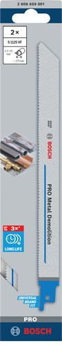 Bosch accessoires pro métal démolition s1125vf lame de scie | 1 |25x19x225mm | 2 pièces - 2608659001