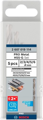 Bosch accessoires pro métal hss-g jeu de forets hélicoïdaux | 5 pièces - 2607019114