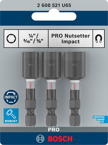 Imp bosch accessoires pro nutsetter acte | casquette | 1 4x50mm | 5 16x50mm | 3 8x50mm | 3 pièces - 2608521u65