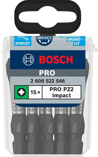 Accessoires Bosch embout de tournevis à percussion pro pozidriv | pz2 | 55 mm | 15 pièces - 2608522546