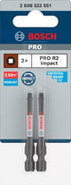 Bosch accessoires pro robertson embout de tournevis à percussion | r2 | 55 mm | 2 pièces - 2608522551