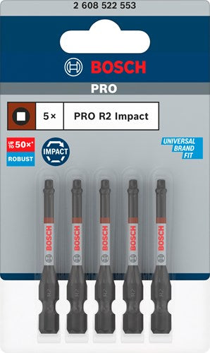 Bosch accessoires pro robertson embout de tournevis à percussion | r2 | 55 mm | 5 pièces - 2608522553
