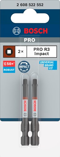 Bosch accessoires pro robertson embout de tournevis à percussion | r3 | 55 mm | 2 pièces - 2608522552