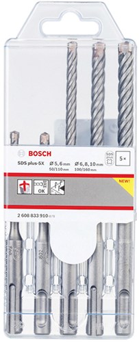 Bosch accessoires pro sds plus-5x jeu de forets à percussion | 5 6 6 8 10 mm | 5 pièces - 2608833910