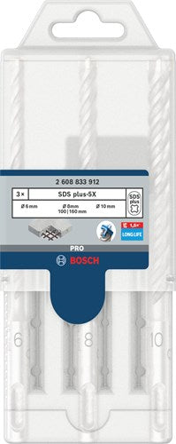 Bosch accessoires pro sds plus-5x jeu de forets à percussion | 6 8 10 mm | 3 pièces - 2608833912