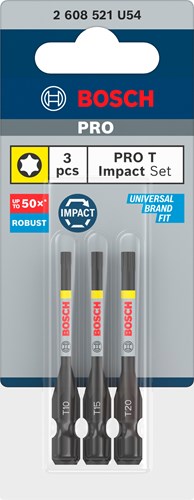 Imp bosch accessoires pro t act bits | t10 | t15 | t20 | 55 mm | 3 pièces - 2608521u54