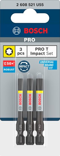 Imp bosch accessoires pro t act bits | t25 | t30 | t40 | 55 mm | 3 pièces - 2608521h55