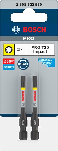 Accessoires Bosch embout de tournevis à percussion pro Torx | t20 | 55 mm | 2 pièces - 2608522530