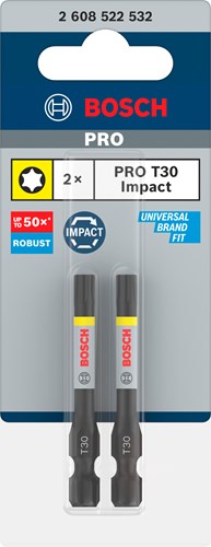 Accessoires Bosch embout de tournevis à percussion pro Torx | t30 | 55 mm | 2 pièces - 2608522532