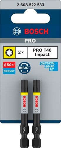 Accessoires Bosch embout de tournevis à percussion pro Torx | t40 | 55 mm | 2 pièces - 2608522533